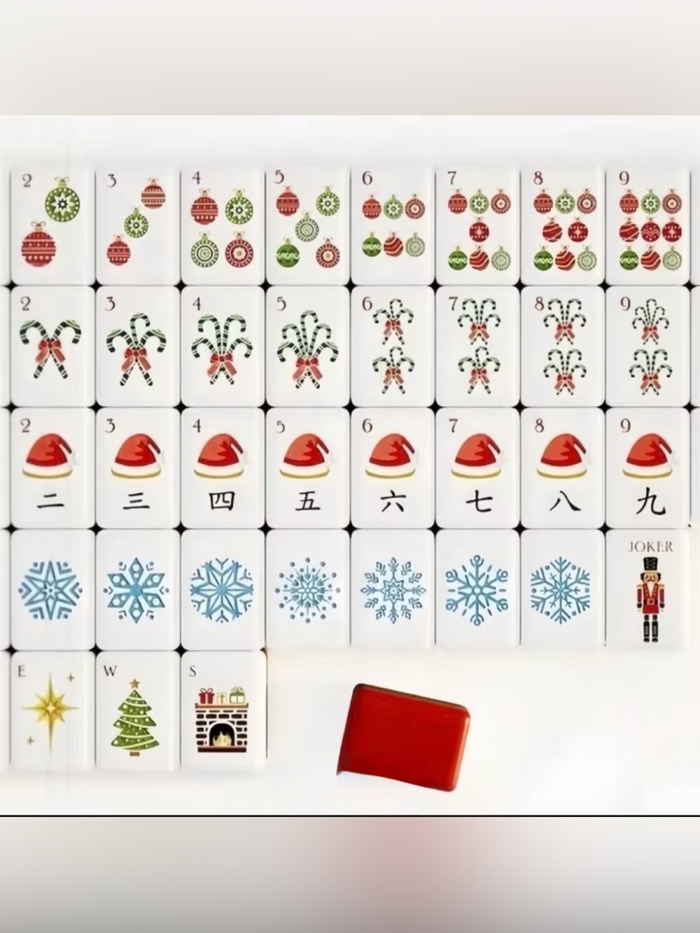 🎄Holiday Mahjong Tile Set - 4 layer red acrylic